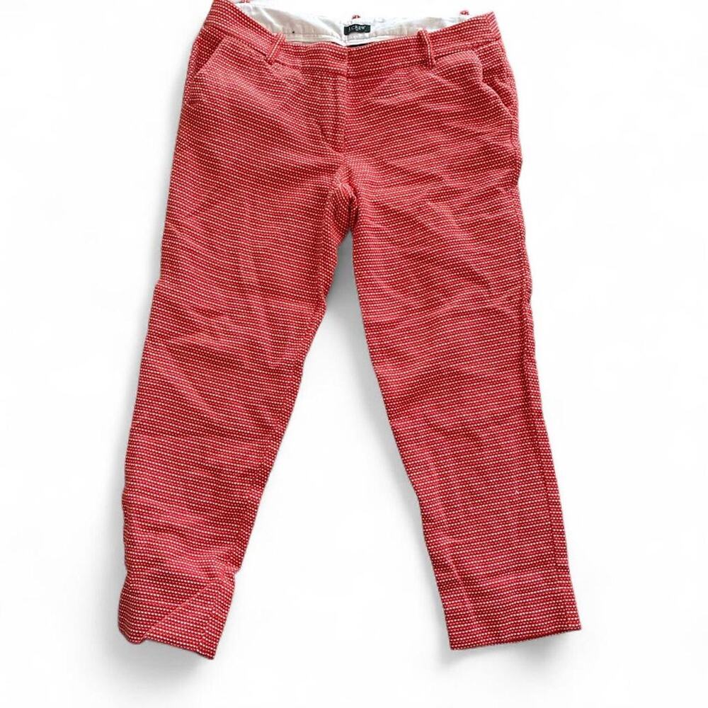 J Crew Orange with white checks city fit capri pants Women Sz 4